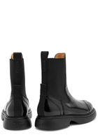 Ganni Patent Faux Leather Chelsea Boots Black