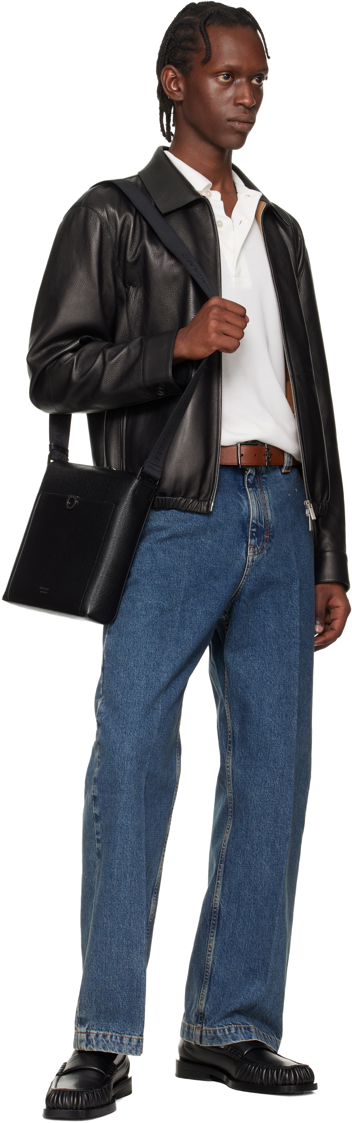 Ferragamo Black Gancini Crossbody Bag