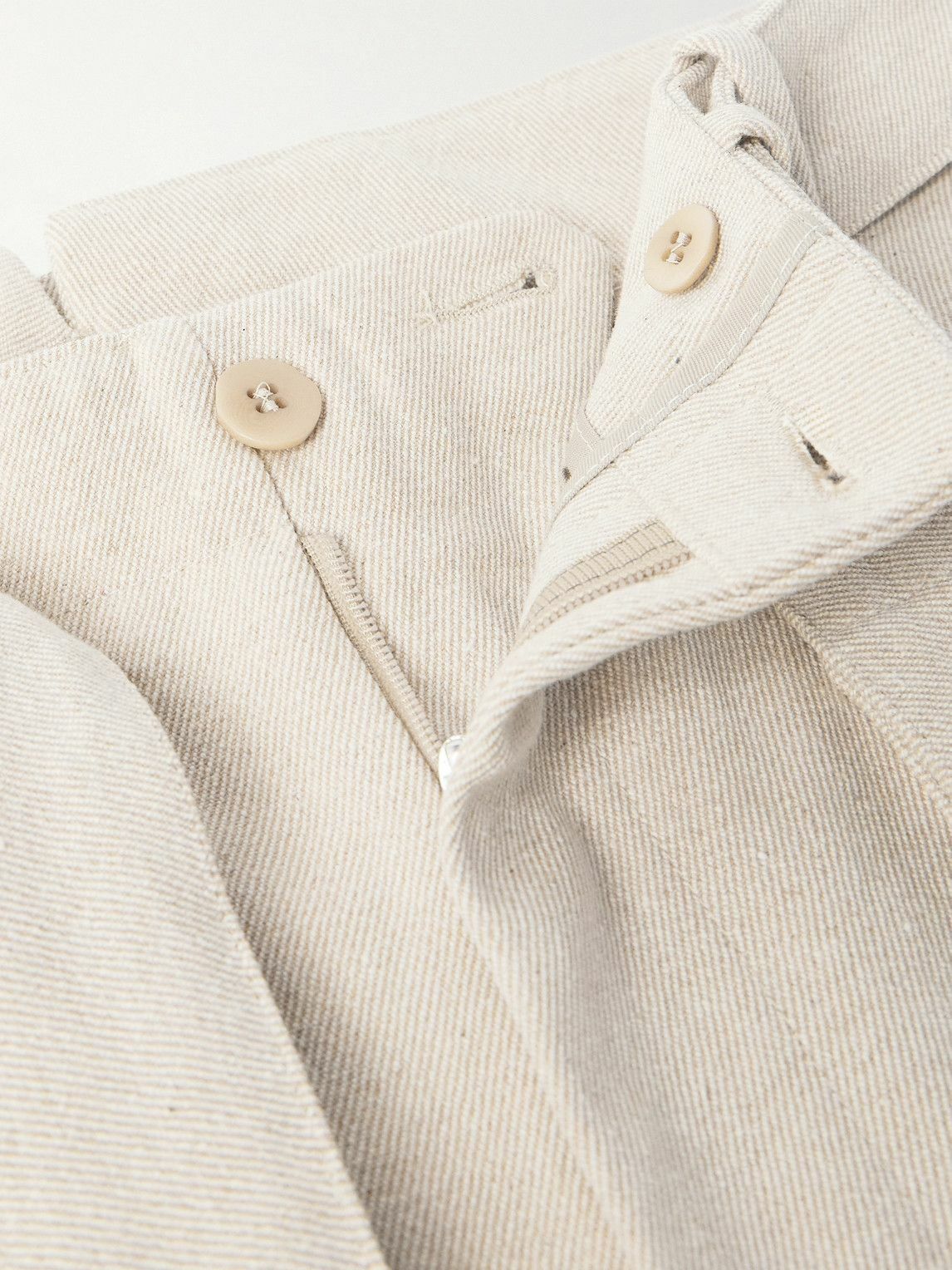 Stòffa - Straight-Leg Belted Cotton-Twill Trousers - Neutrals