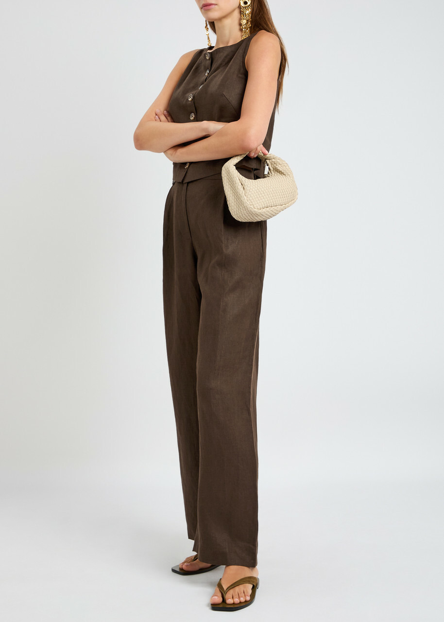 Faithfull The Brand Stevie Linen Trousers Brown