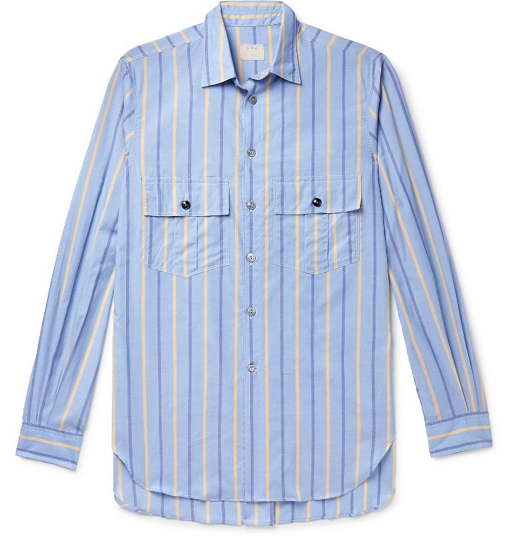 Photo: L.E.J - Striped Cotton-Poplin Shirt - Blue