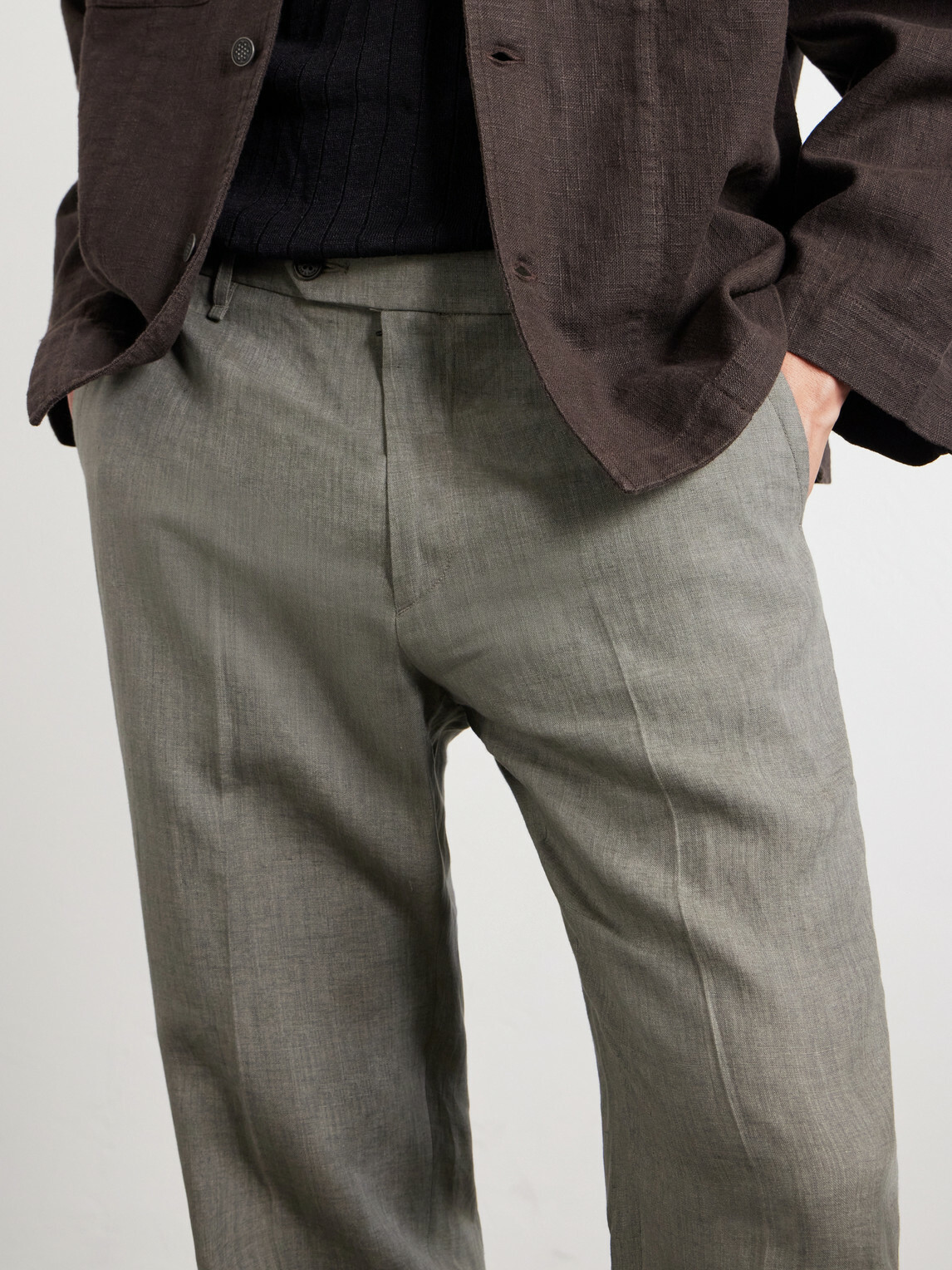 Rag & Bone - Evan Straight-Leg Pleated Linen Trousers - Gray