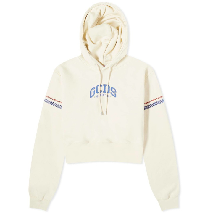 Photo: GCDS Women's Logo Cropped Hoodie in Off White