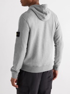 Stone Island - Logo-Appliquéd Mélange Loopback Cotton-Jersey Hoodie - Gray