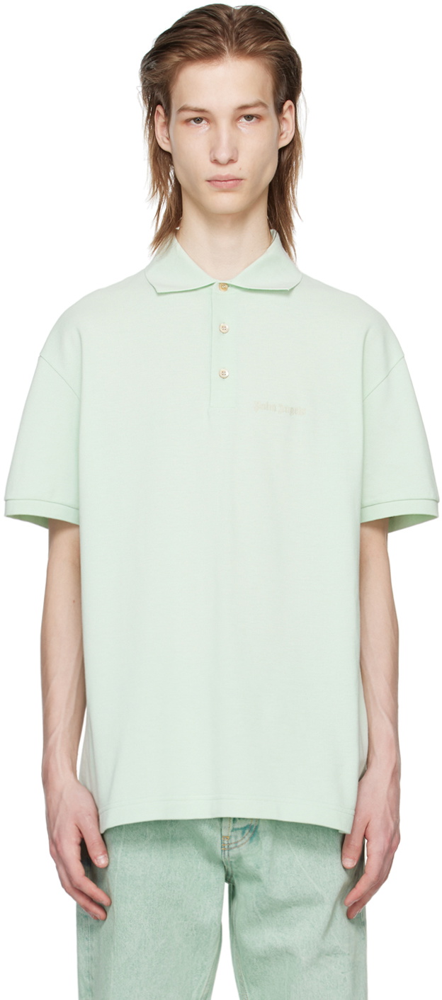 Palm Angels Green Embroidered Polo Palm Angels