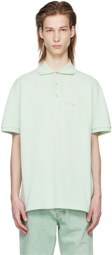 Photo: Palm Angels Green Embroidered Polo