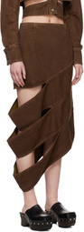 Eckhaus Latta Brown Ellipse Denim Midi Skirt