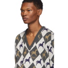 Gucci Beige and Grey Horse Jacquard Knit Sweater