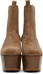 Rick Owens Beige Suede Platform Boots