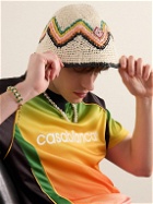 Casablanca - Logo-Appliquéd Crocheted Faux Raffia Bucket Hat - Neutrals