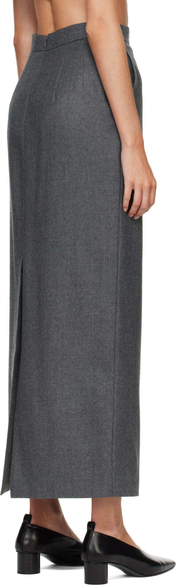 R2W Gray Melonia Wool Maxi Skirt