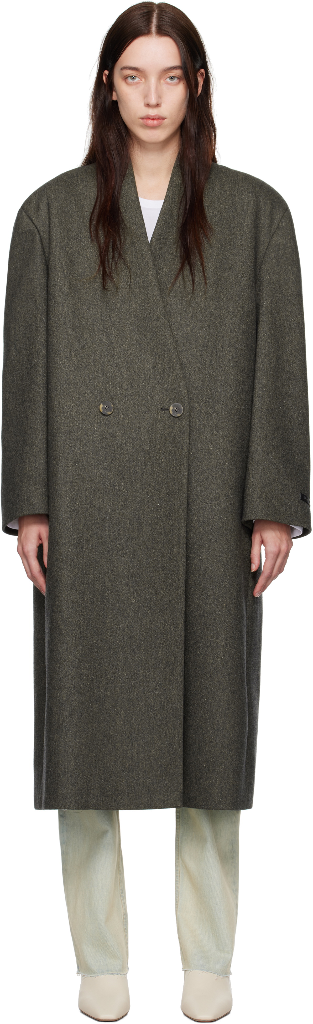 Fear of God Black Wool High Neck Trench Coat Fear Of God