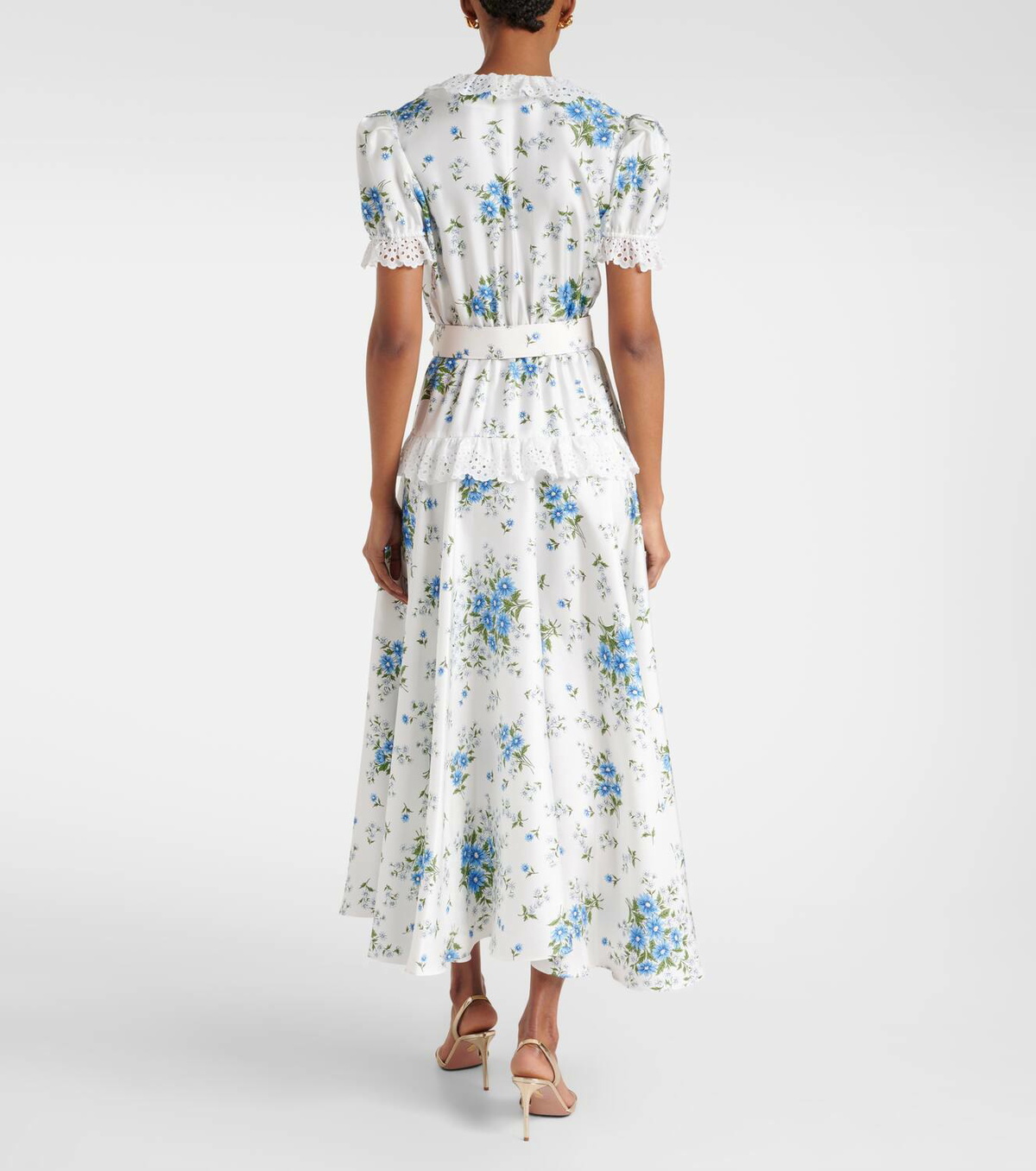 Rodarte Satin and broderie anglaise maxi dress