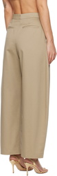 RECTO Beige High-Rise Curved Legs Trousers