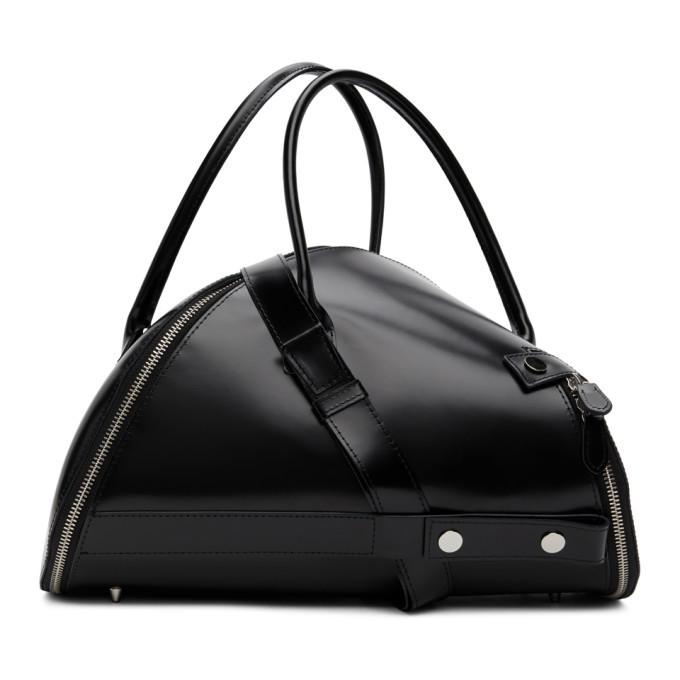 Junya Watanabe Black Leather Diagonal Zip Duffle Bag Junya Watanabe