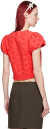 Sandy Liang Red Cameo Blouse