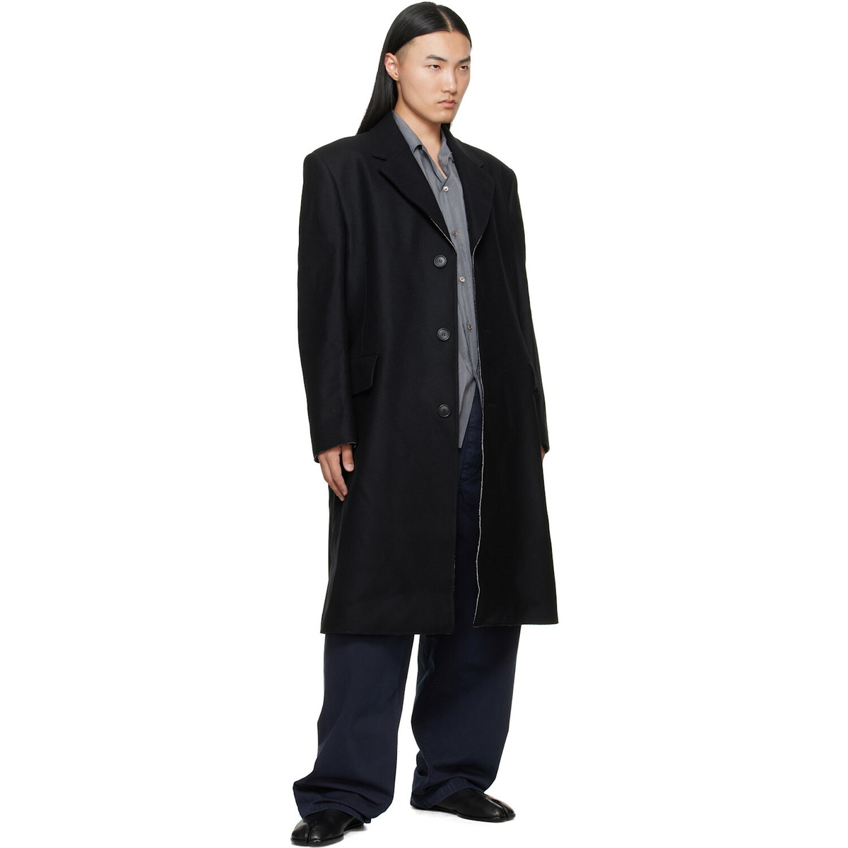 MM6 Maison Margiela Navy Cotton Twill Trousers