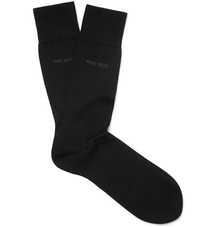 Photo: Hugo Boss - Mercerised Cotton Socks - Black
