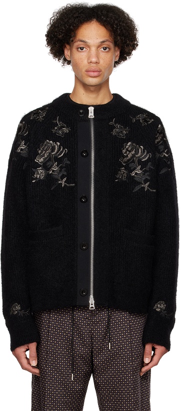 Photo: sacai Black Flower Embroidery Sweater