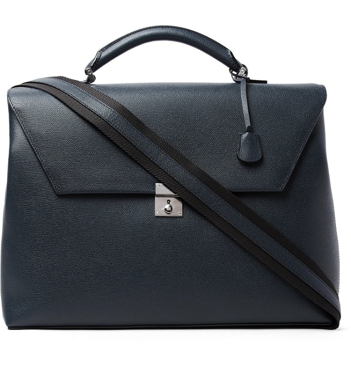 Photo: Valextra - Pebble-Grain Leather Briefcase - Blue