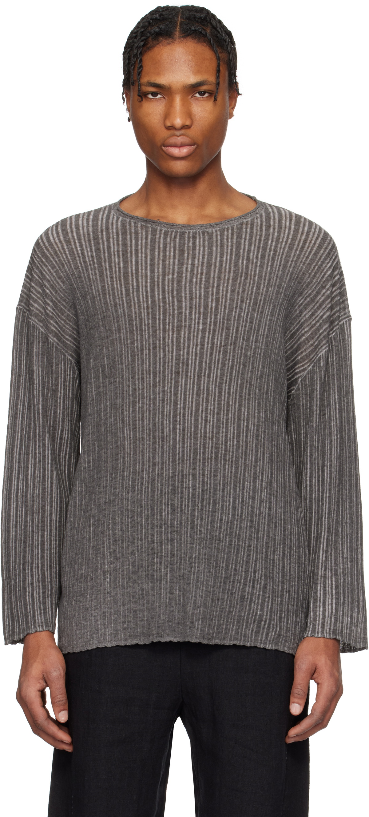 Professor.E Gray Semi-Sheer Dirt Knit Sweater