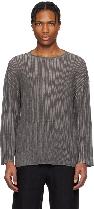 Photo: Professor.E Gray Semi-Sheer Dirt Knit Sweater