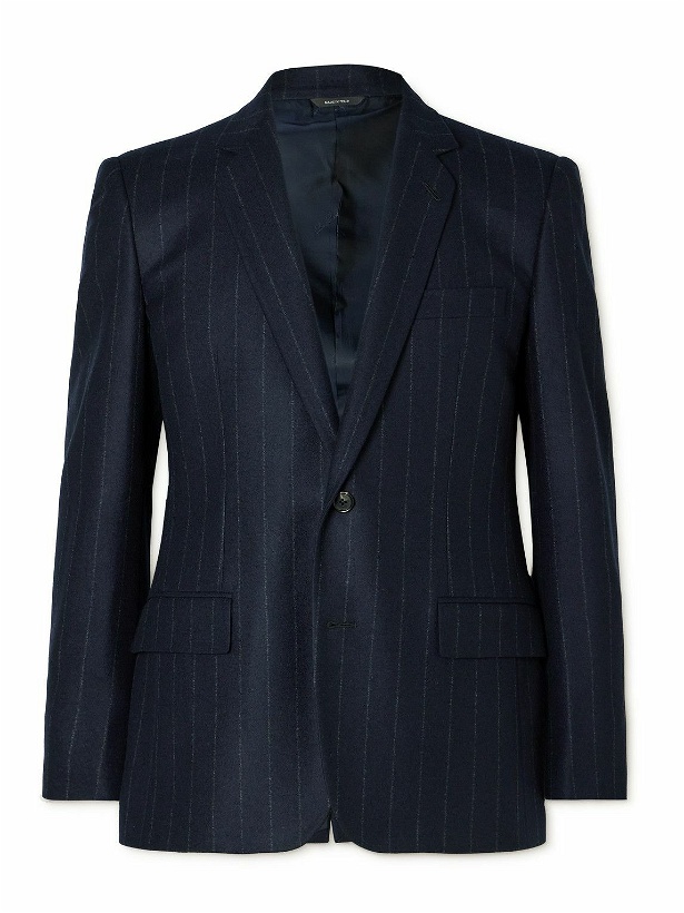 Photo: Loro Piana - Pinstriped Wish® Virgin Wool and Cashmere-Blend Jacket - Blue