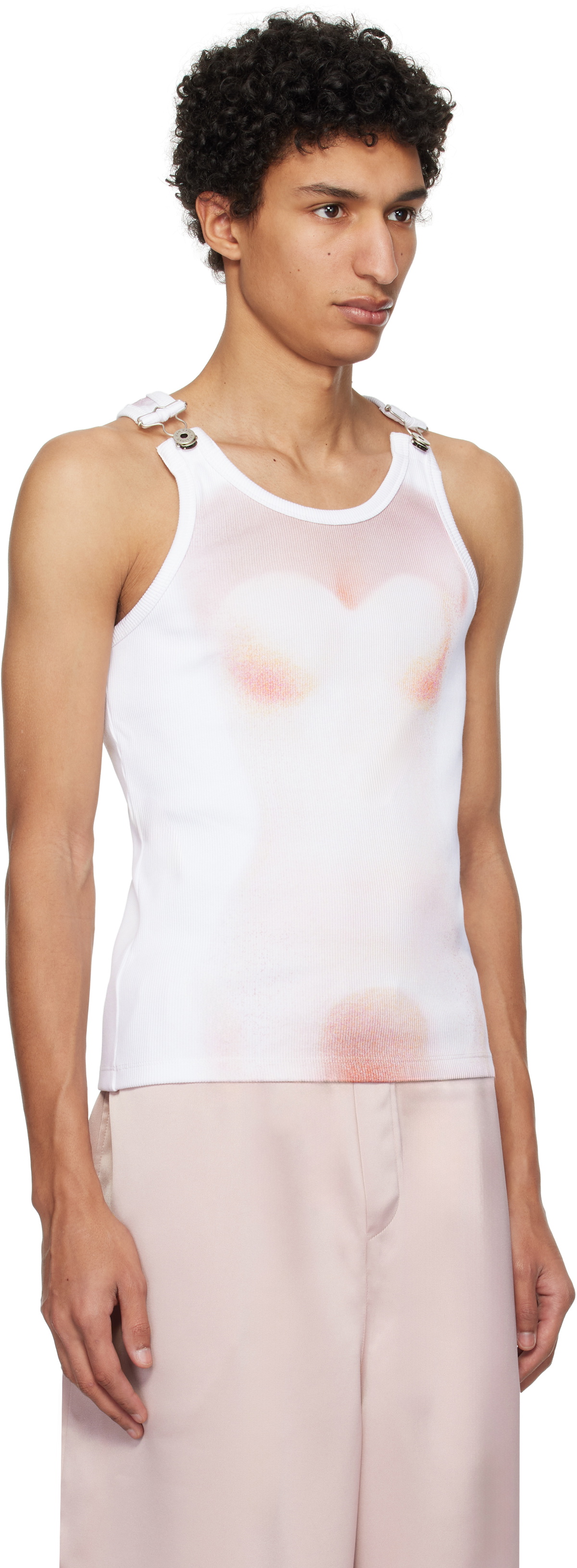 トップス Jean Paul Gaultier HOMME Lace tank top Jean Paul Gaultier White 'The Lace-Up JPG' Tank Top Jean