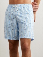Canali - Straight-Leg Mid-Length Printed Swim Shorts - Blue