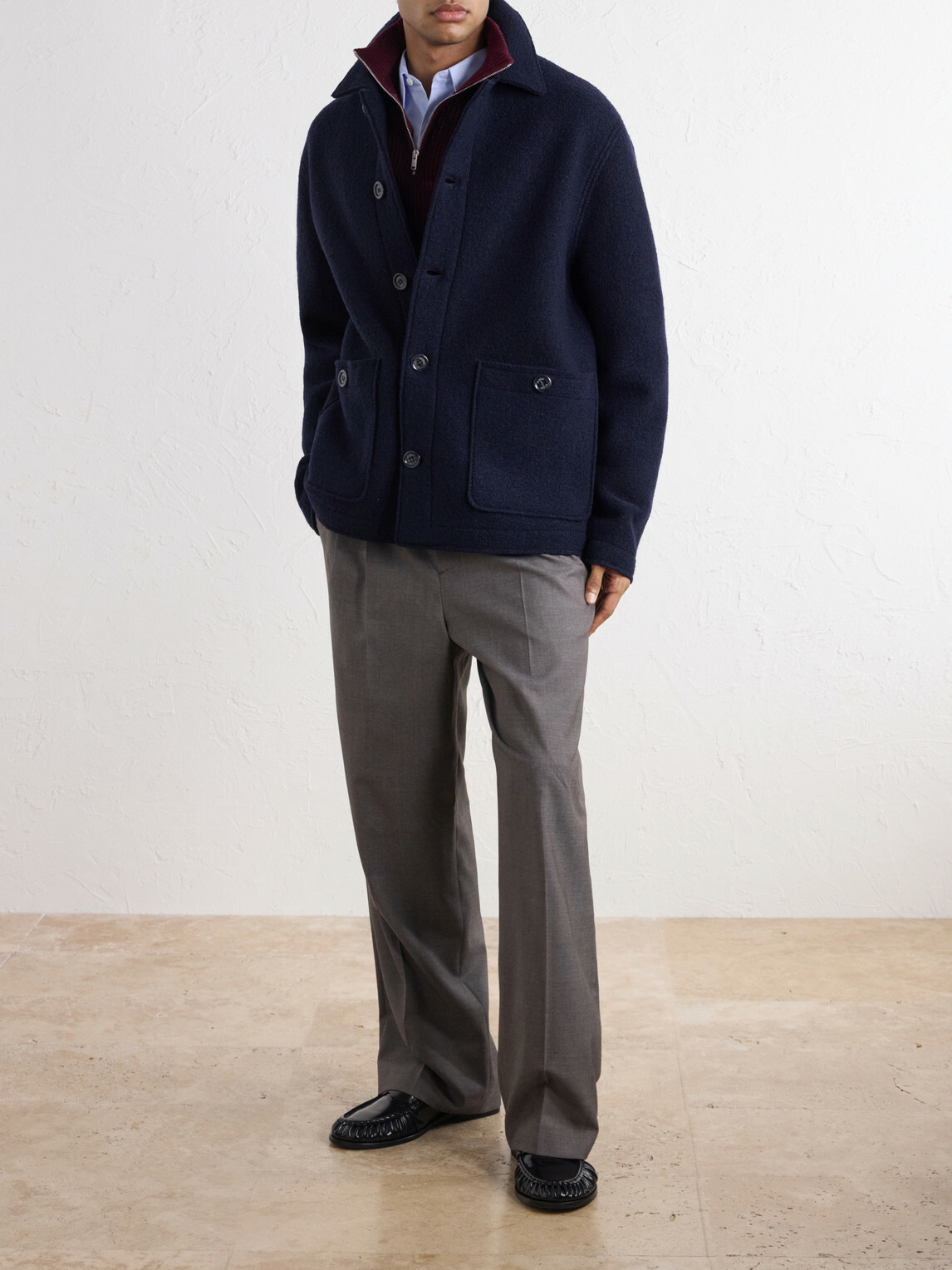 Valstar - Virgin Wool-Bouclé Jacket - Blue