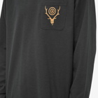 South2 West8 Men's Long Sleeve Round Pocket Logo T-Shirt in Black