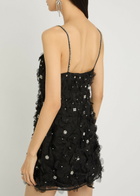 Loveshackfancy Ambessa Floral-appliquéd Organza Mini Dress Black