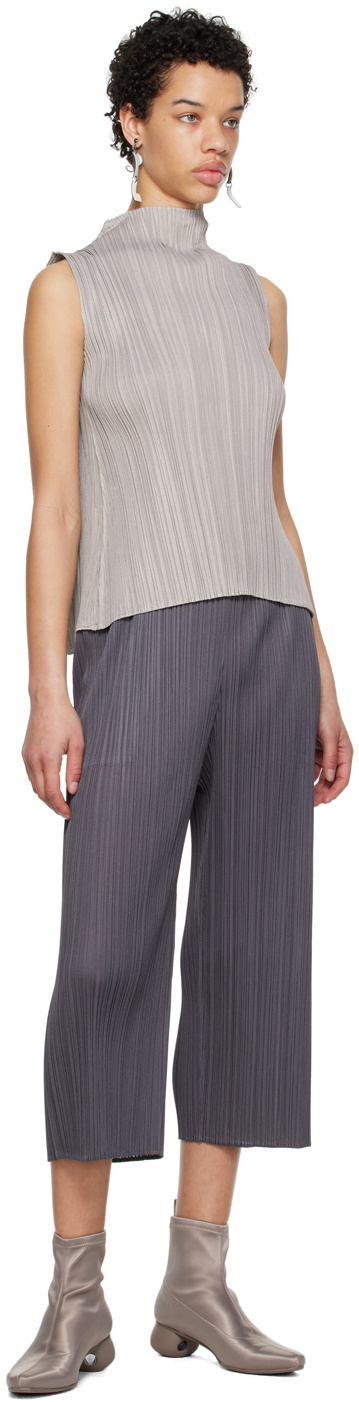 Pleats Please Issey Miyake Gray Mellow Tank Top Pleats