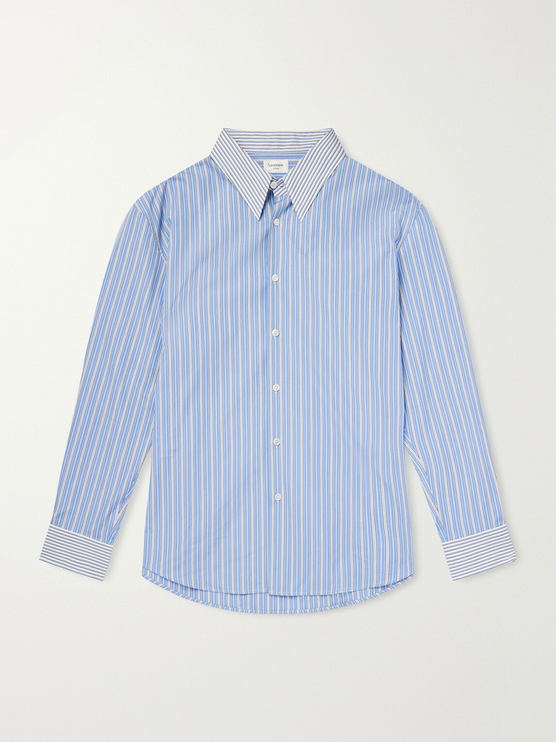 SAINT LAURENT - Striped Cotton-Poplin Shirt - Blue