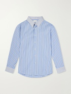 SAINT LAURENT - Striped Cotton-Poplin Shirt - Blue