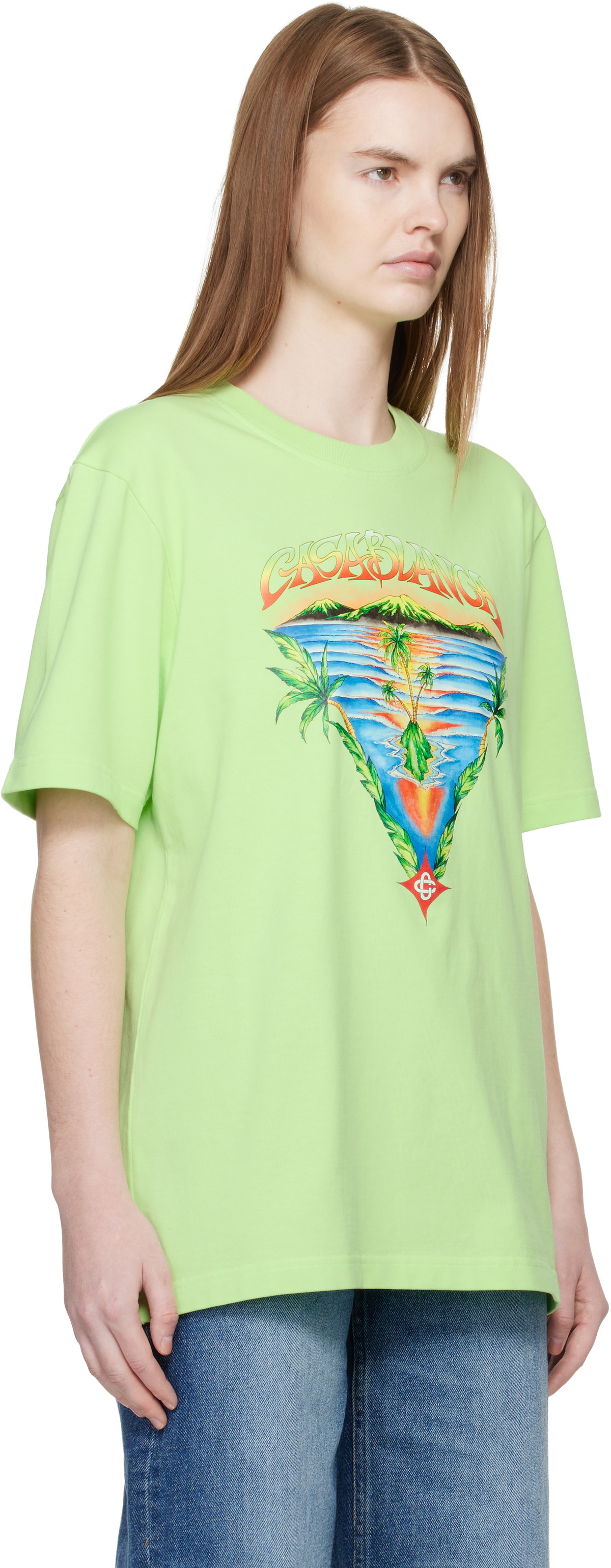 Casablanca Green Innocence Triangle Short Sleeve T‑shirt