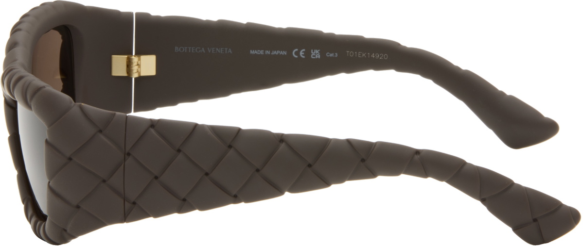 Bottega Veneta Brown Intrecciato Rectangular Sunglasses