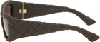 Bottega Veneta Brown Intrecciato Rectangular Sunglasses