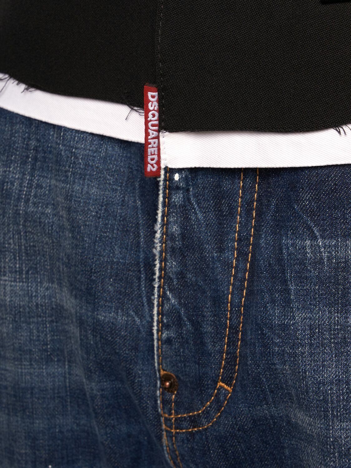 DSQUARED2 Denim & Canvas Mid Rise Baggy Jeans Dsquared2