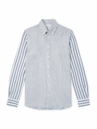 Richard James - Slim-Fit Button-Down Collar Striped Linen and Cotton-Blend Shirt - Blue