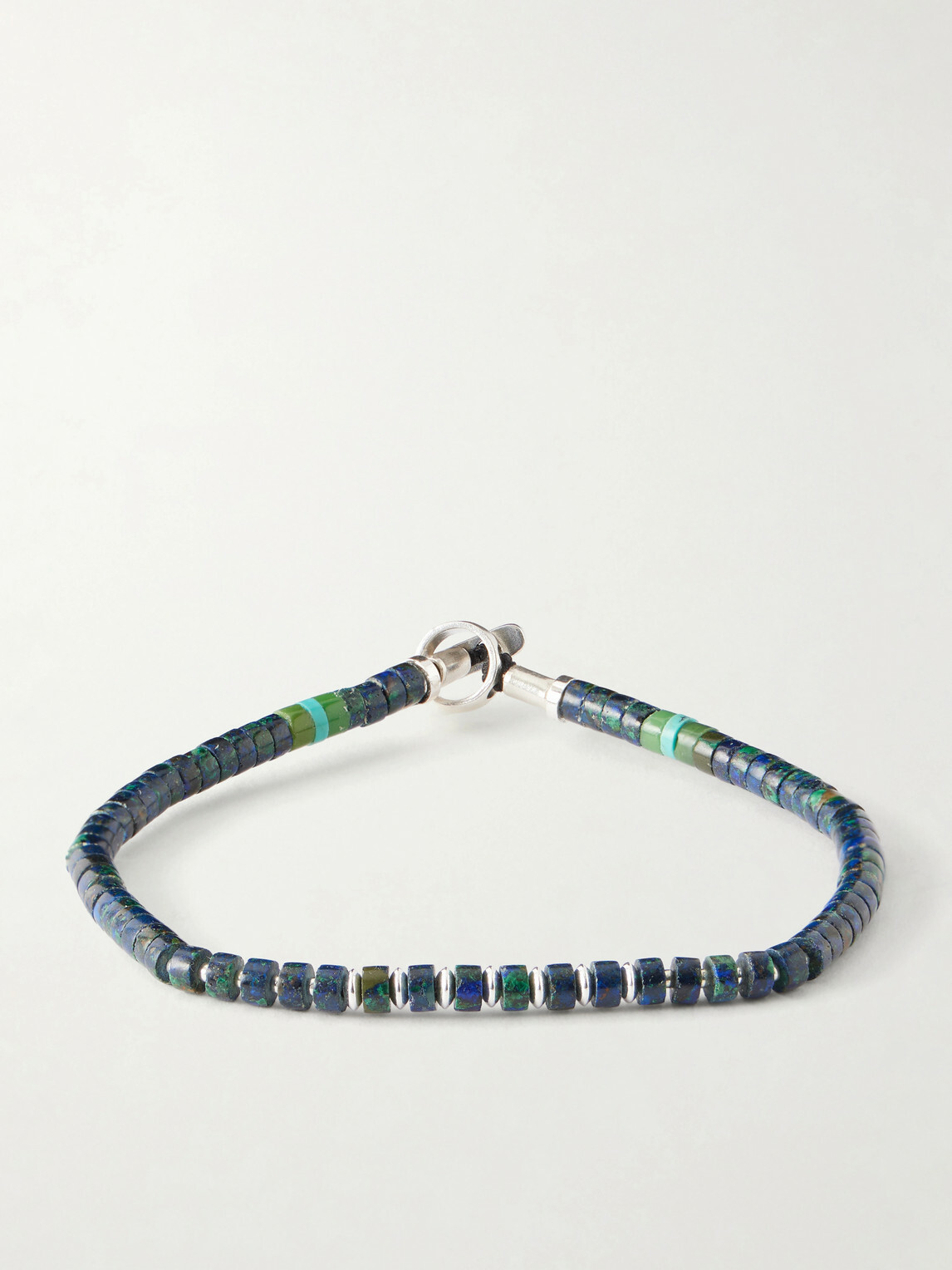 Mikia - Heishi Sterling Silver and Azurite Beaded Bracelet - Blue