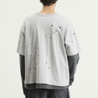 BEAMS Men's Layered Damage Long Sleeve T-Shirt in Light Grey ＆ Black
