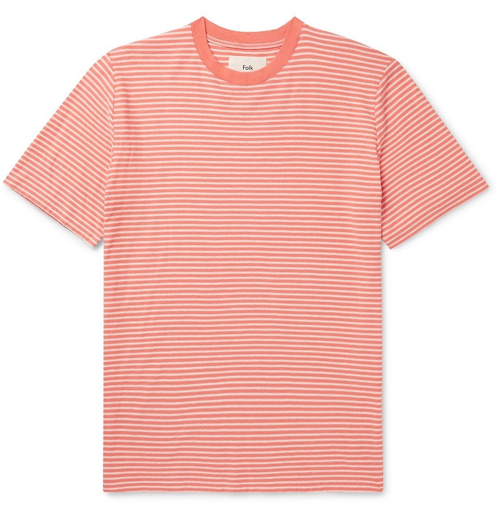Photo: Folk - Striped Cotton-Jersey T-Shirt - Orange