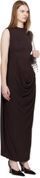 Jean Paul Gaultier Brown Double Layer Draped Maxi Dress