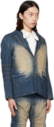 Juntae Kim Blue Tailored Denim Blazer