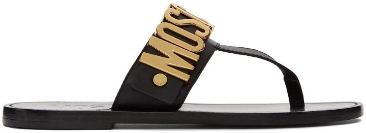 Photo: Moschino Black Lettering Logo Sandals