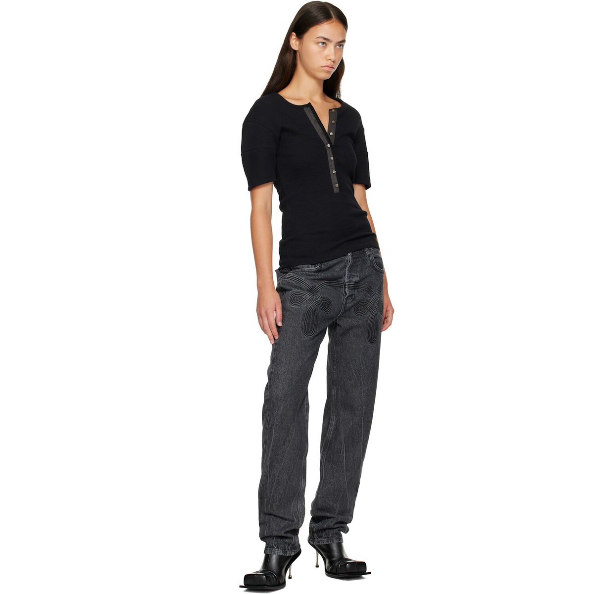 Stefan Cooke Black Braided Jeans