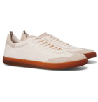 Officine Creative - Kombo Nubuck-Trimmed Leather Sneakers - Neutrals