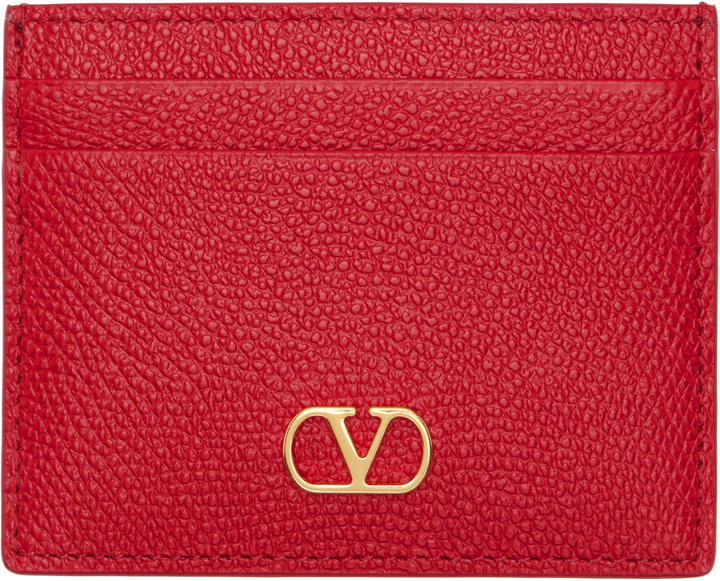 Photo: Valentino Garavani Red VLogo Signature Grainy Calfskin Card Holder