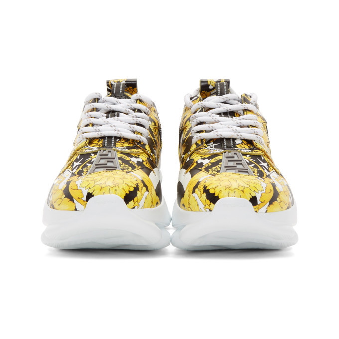 Versace Chain Reaction Panelled Canvas Sneakers in Yellow for Men